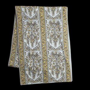 Pottery Barn Cotton/Linen Table Runner Cream-Colored India Style Floral 18"x108"